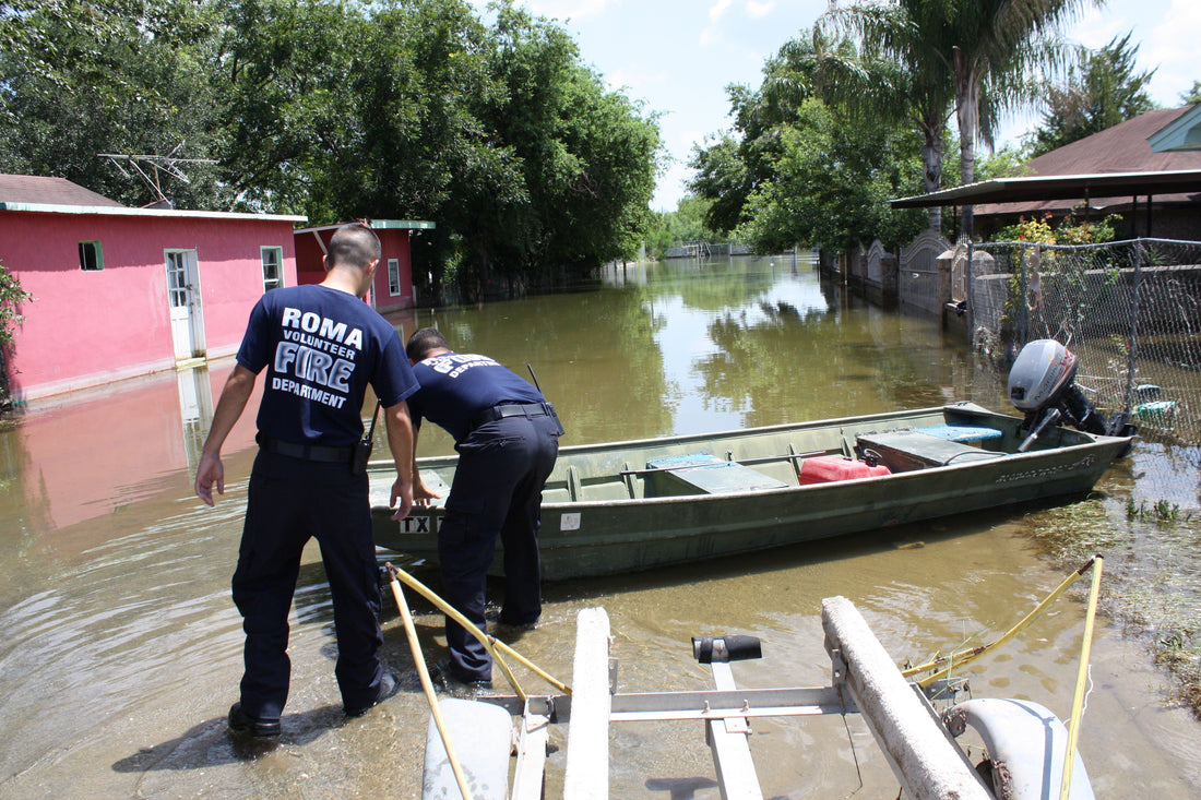 Flood rescue team in Roma, Texas; archival FEMA contextual image.