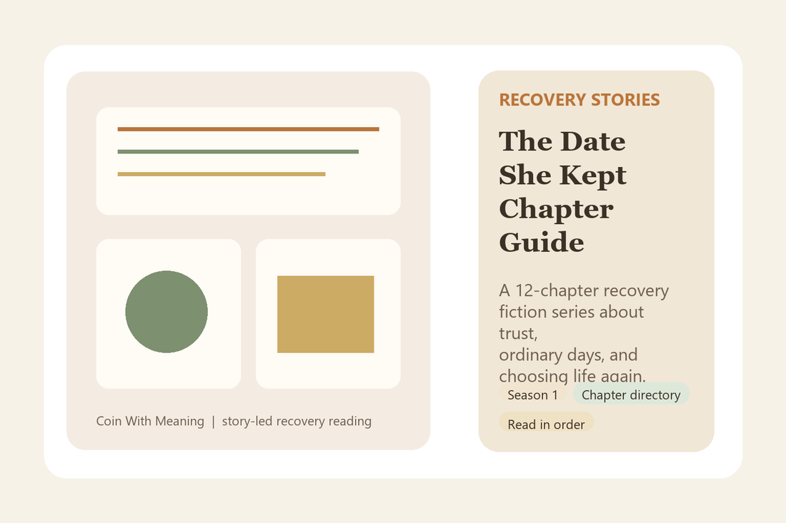 Featured image for The Date She Kept chapter guide with season one recovery fiction reading order.