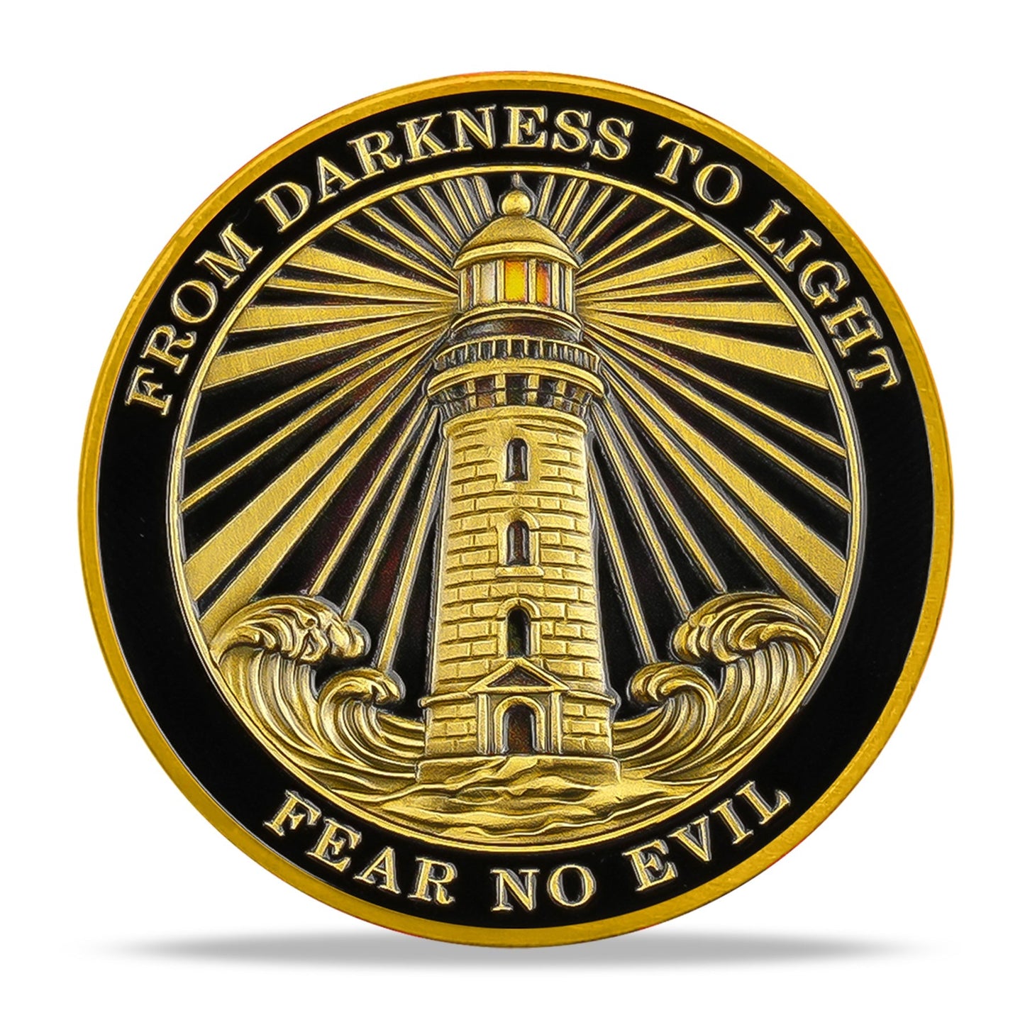 Lighthouse Cross Antique Gold Religion Coin mysite