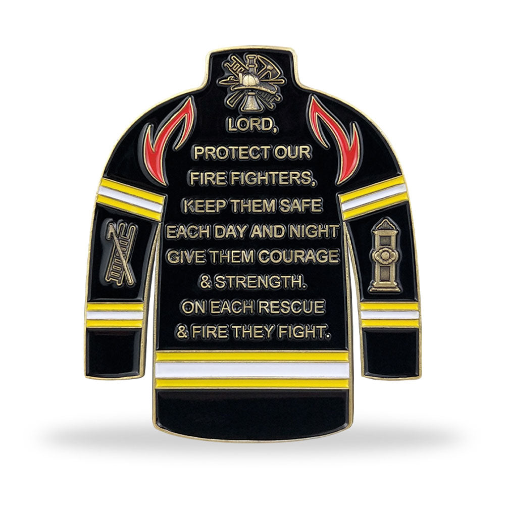 Firefighter Uniform Gear Shape Challenge Coin Fireman's Prayer Collectible Chip mysite