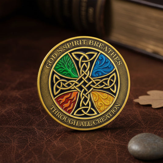 Antique Gold Celtic Knot Blessing Religiou Coin mysite