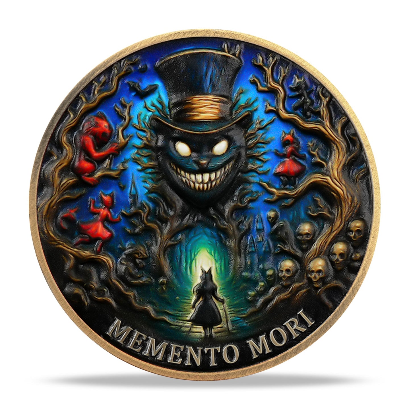 Memento Mori Coin Gothic Skull and Clock Token with Quote, Inspirational Pocket Coin mysite