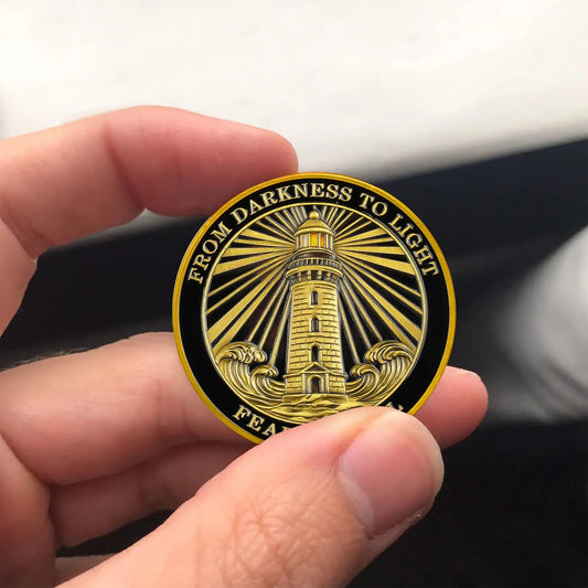 Lighthouse Cross Antique Gold Religion Coin mysite