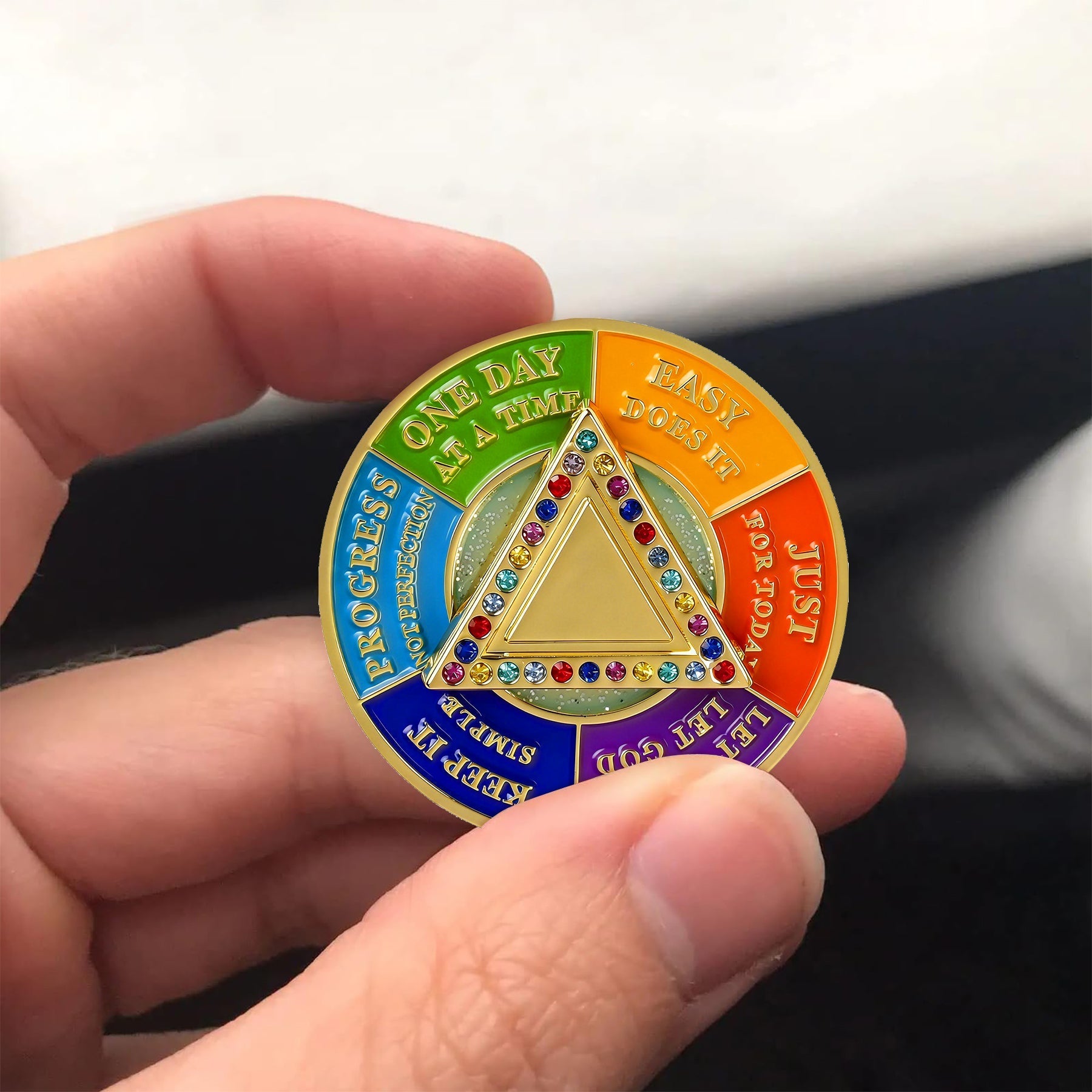 Personalized Colorful Rotating Fidget Spinner Sobriety Coin mysite