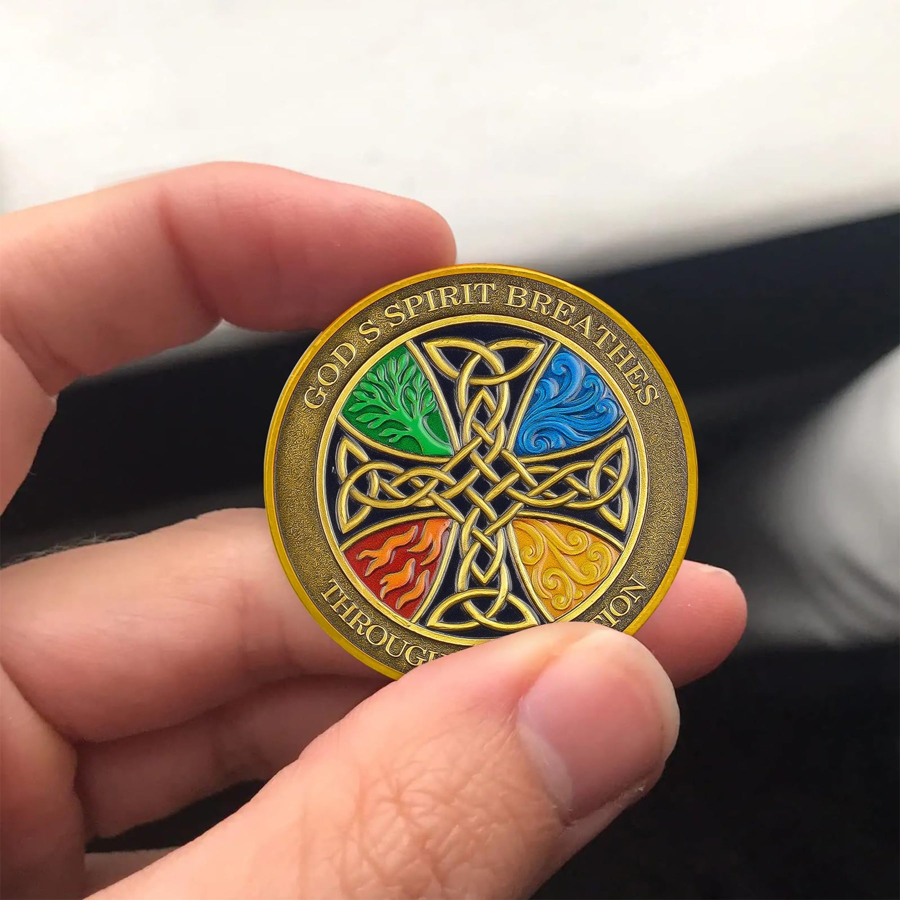 Antique Gold Celtic Knot Blessing Religiou Coin mysite