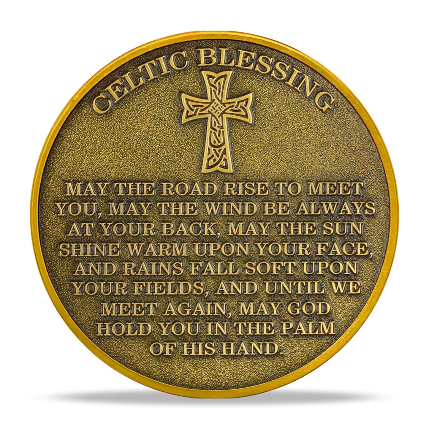 Antique Gold Celtic Knot Blessing Religiou Coin mysite
