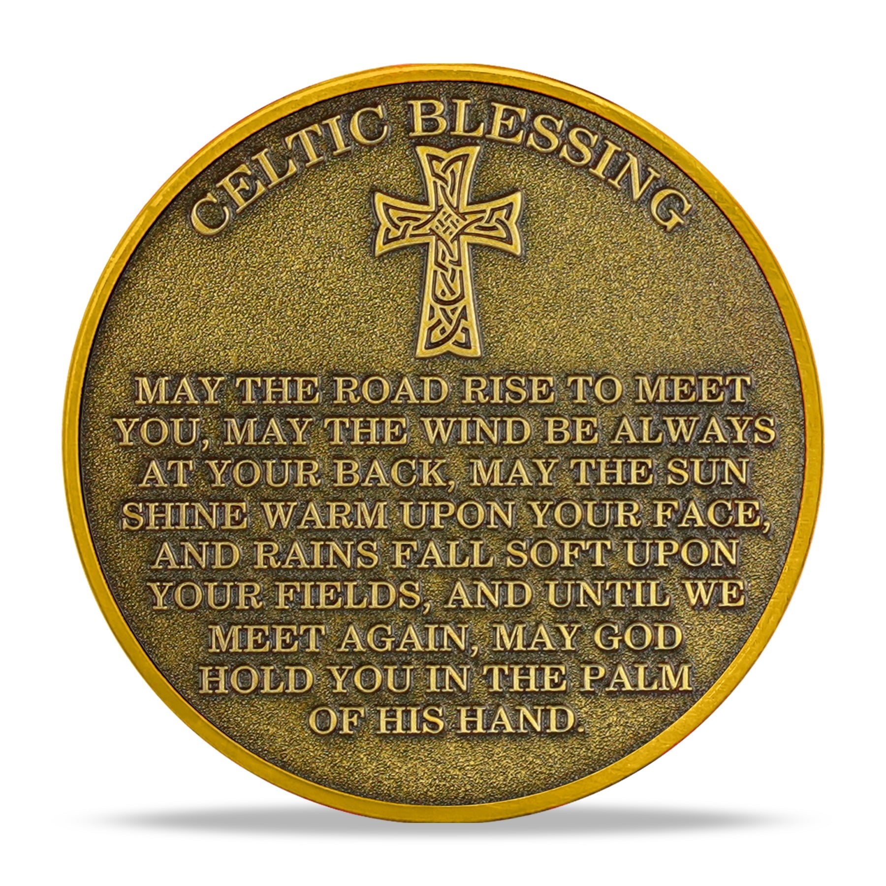 Antique Gold Celtic Knot Blessing Religiou Coin mysite