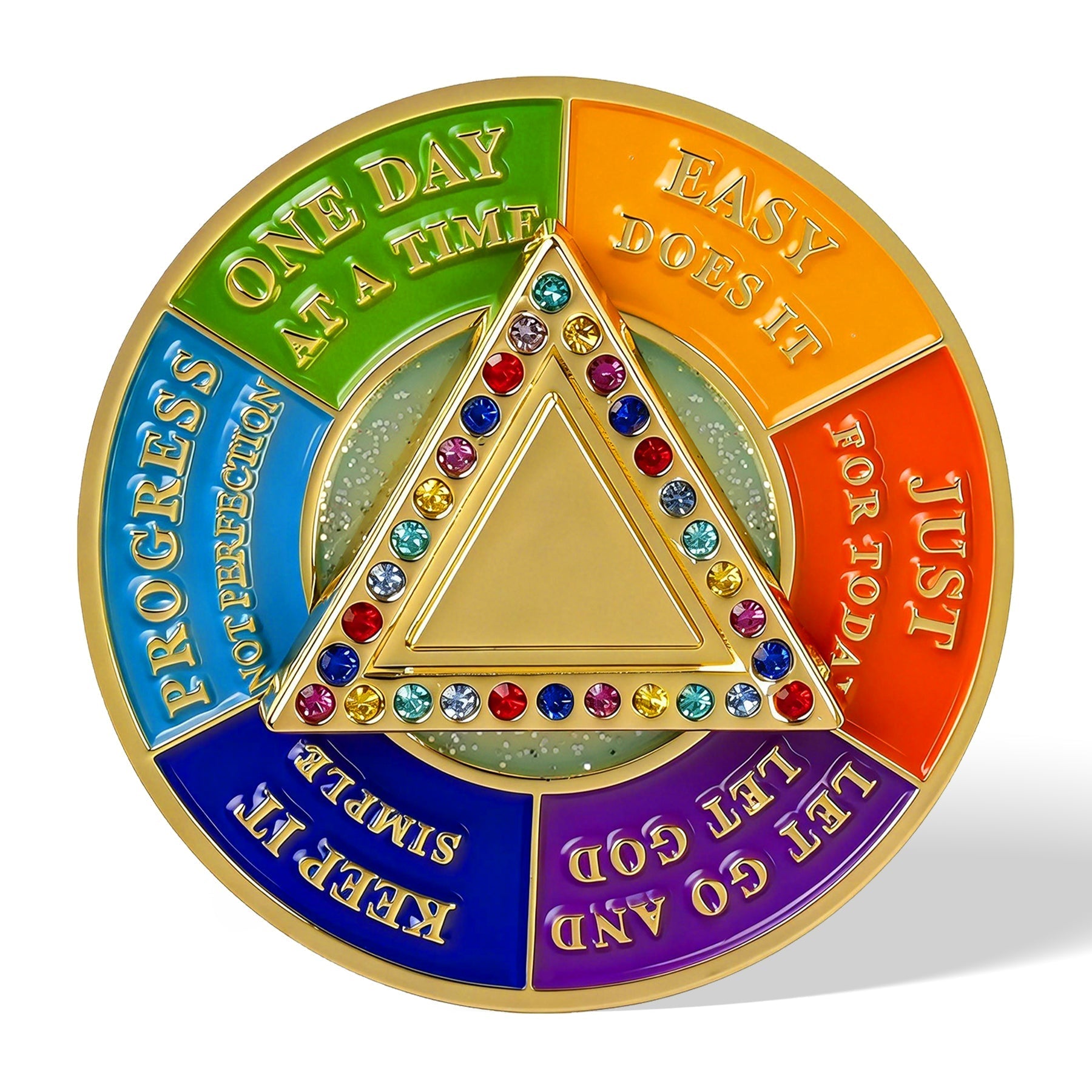 Personalized Colorful Rotating Fidget Spinner Sobriety Coin mysite