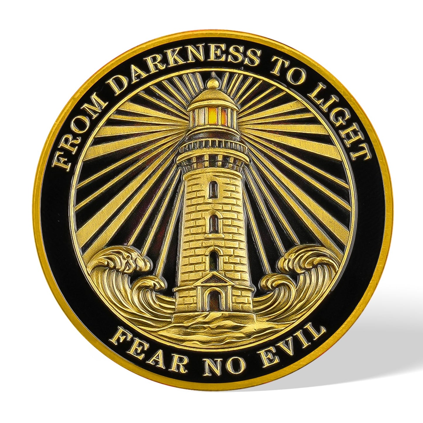 Lighthouse Cross Antique Gold Religion Coin mysite