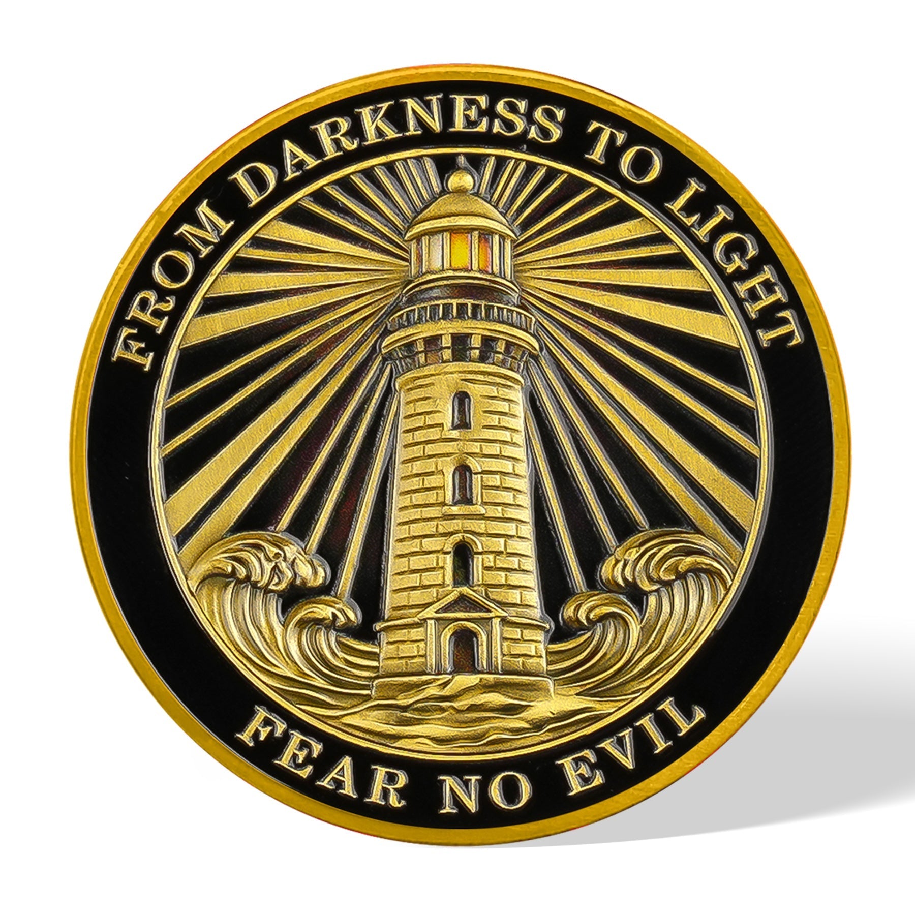 Lighthouse Cross Antique Gold Religion Coin mysite