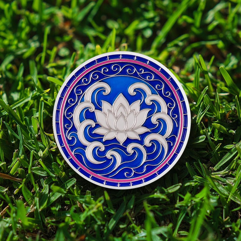 Personalized  Silver Dolphin Lotus Sobriety Coins mysite