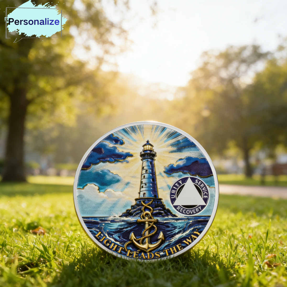 Personalized Anchor of Strength and Recovery Sobriety Coin mysite