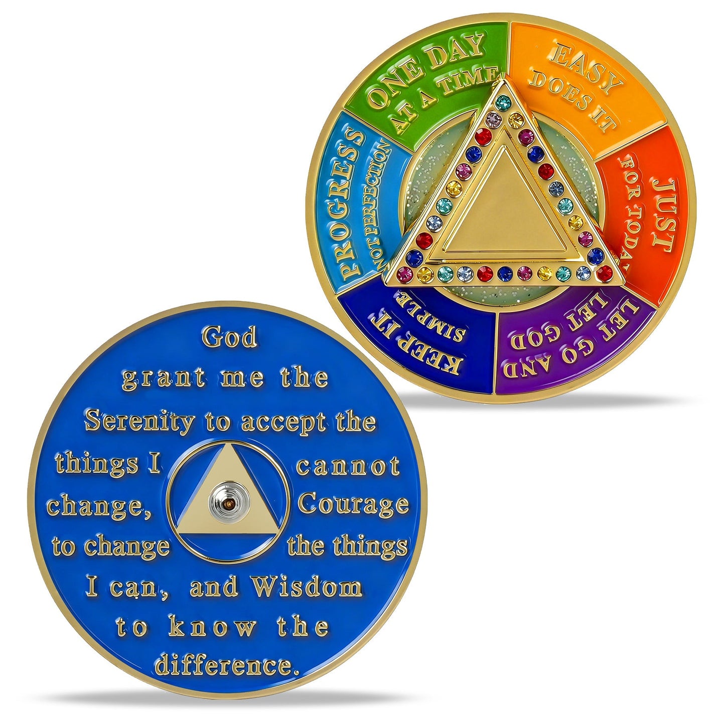 Personalized Colorful Rotating Fidget Spinner Sobriety Coin mysite