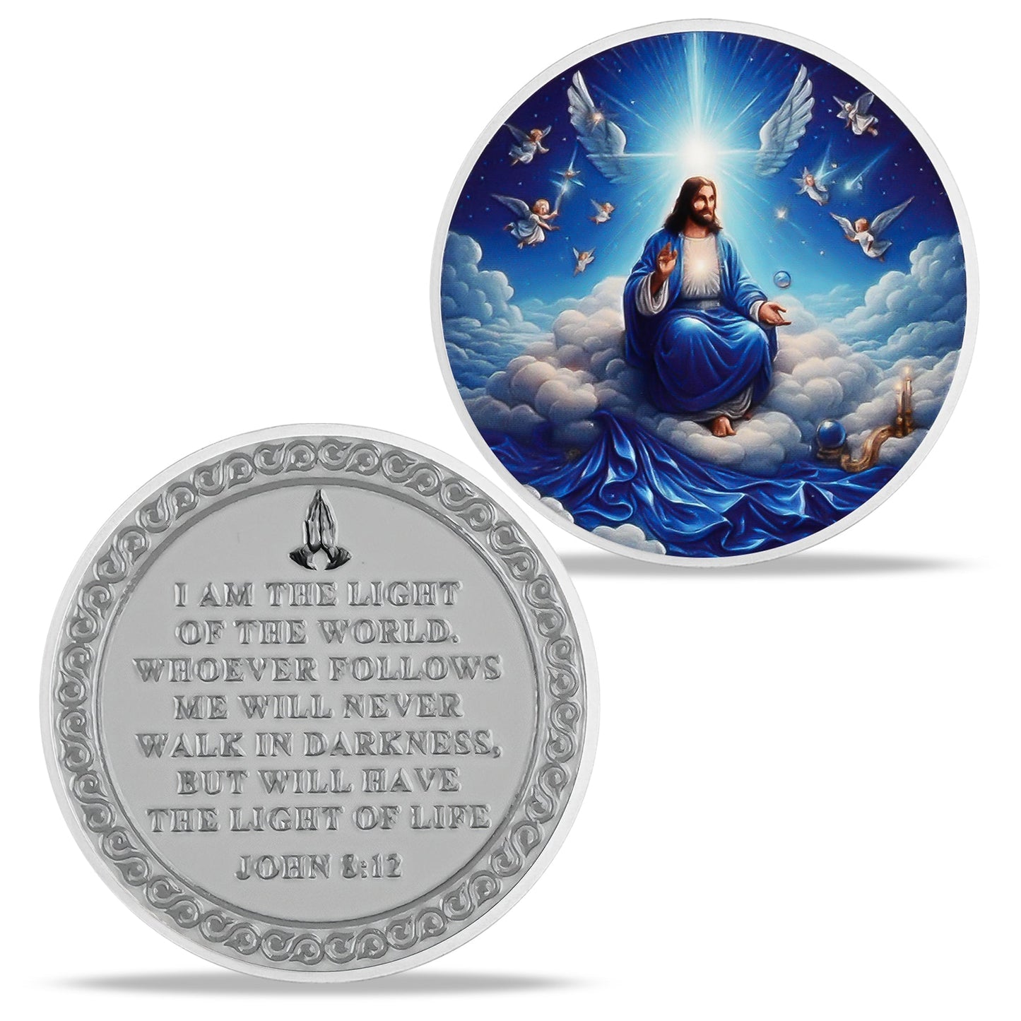 Christ in the Clouds John 8:12 Light of Life Religion Coin mysite