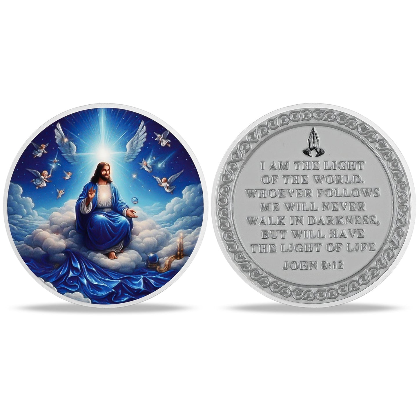 Christ in the Clouds John 8:12 Light of Life Religion Coin mysite