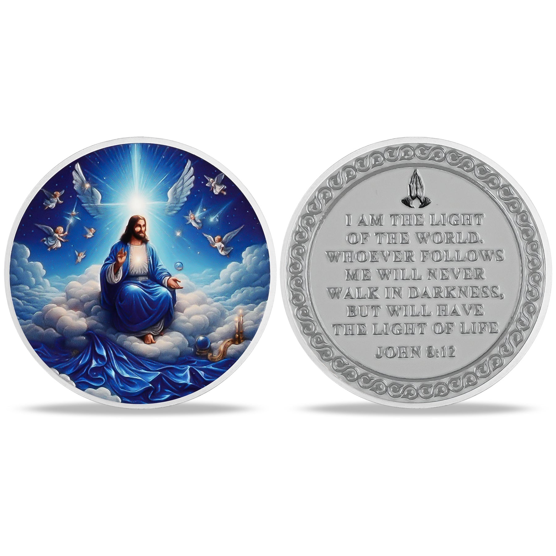 Christ in the Clouds John 8:12 Light of Life Religion Coin mysite