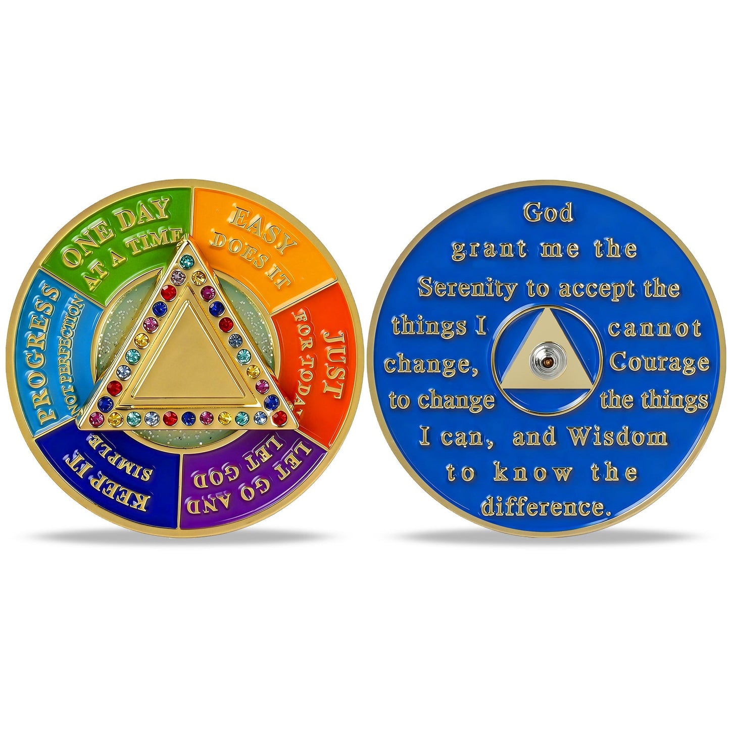 Personalized Colorful Rotating Fidget Spinner Sobriety Coin mysite