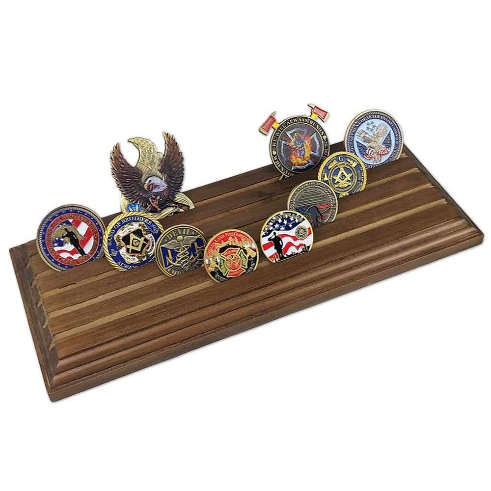 5 Rows Walnut Wooden Challenge Coin Display mysite