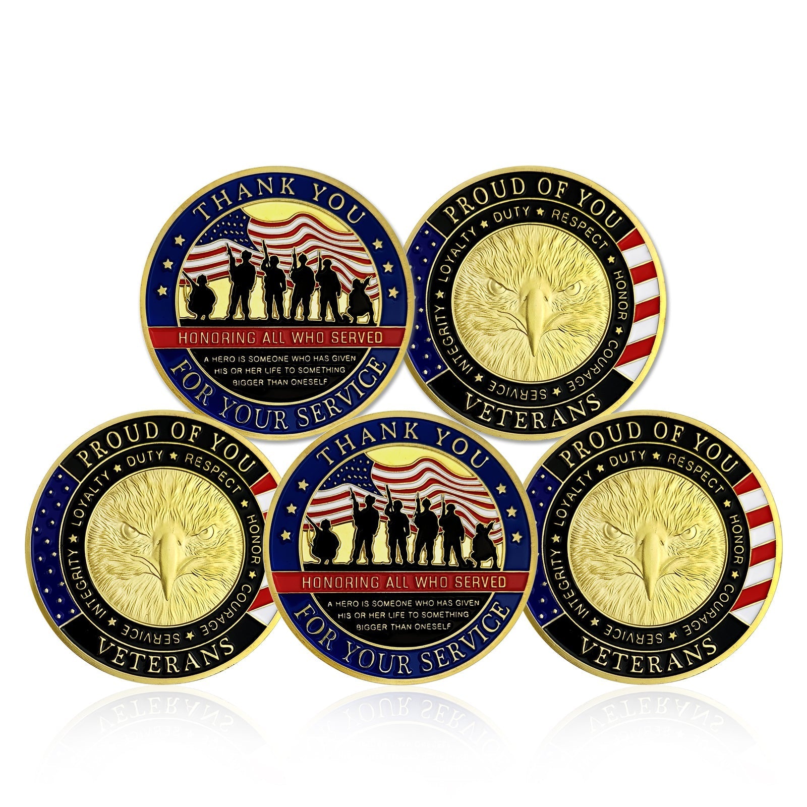 5 Pcs Thank You Veterans Military Challenge Coin Gift Set mysite