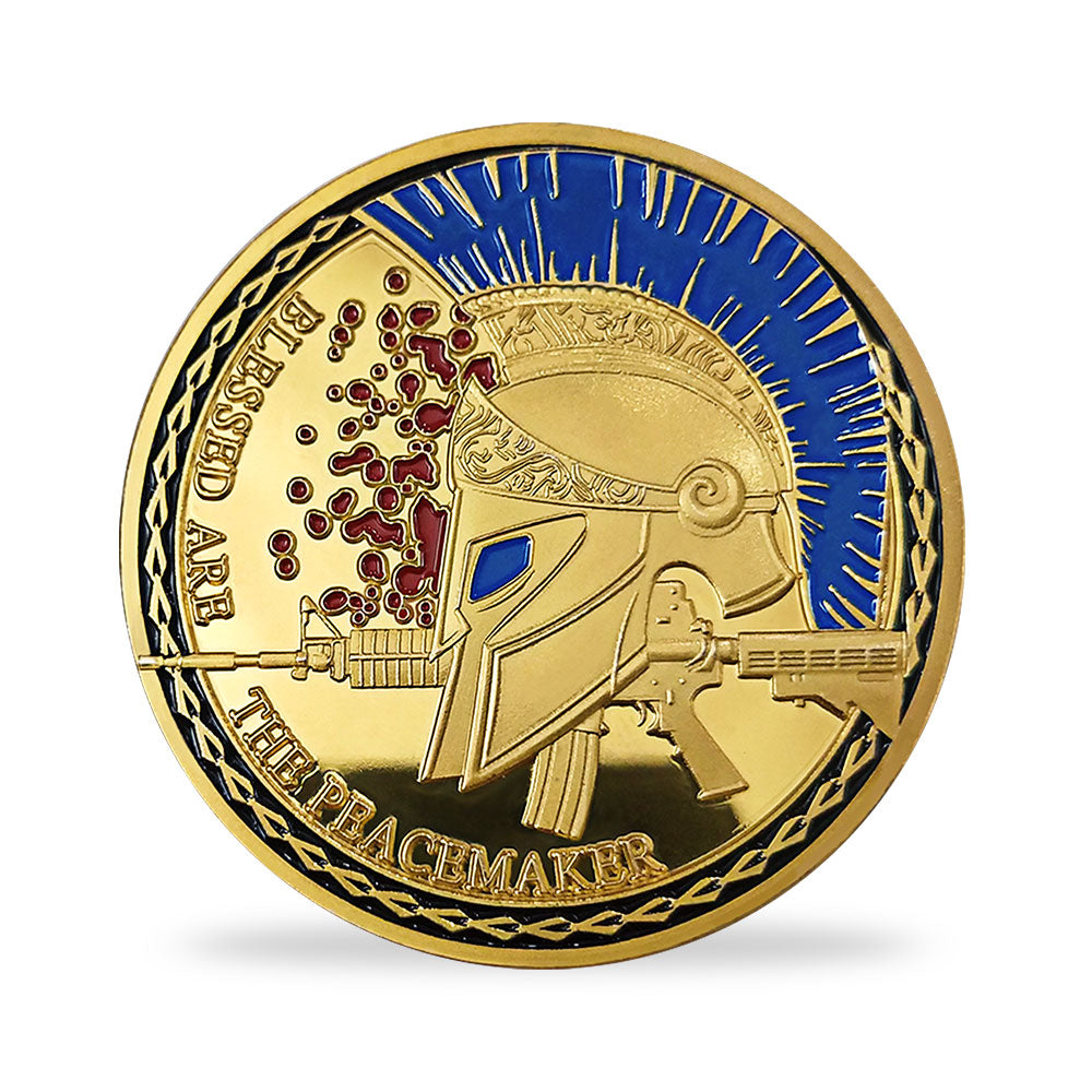 Blessd Are the Peacemaker Police Challenge Coin Thin Blue Line Spartan Spirit mysite