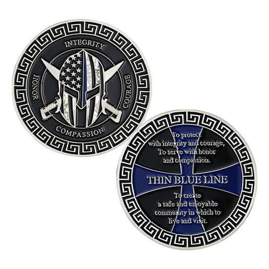 Thin Blue Police Line Challenge Coin Crusader Warrior Blessd Law Enforcement Gift Coin mysite