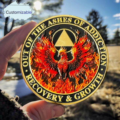 Delicate Phoenix 2 year sobriety coin personalized recovery gift