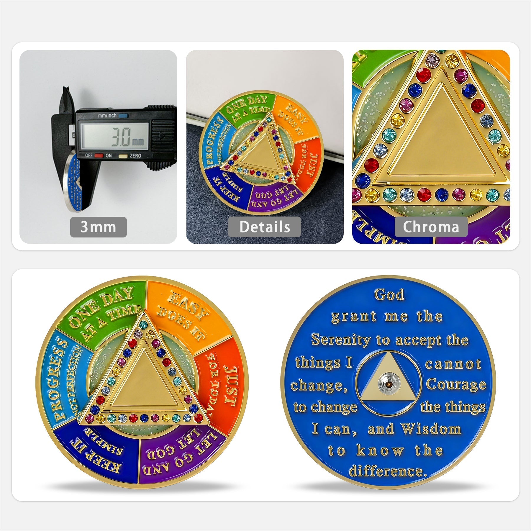 Personalized Colorful Rotating Fidget Spinner Sobriety Coin mysite