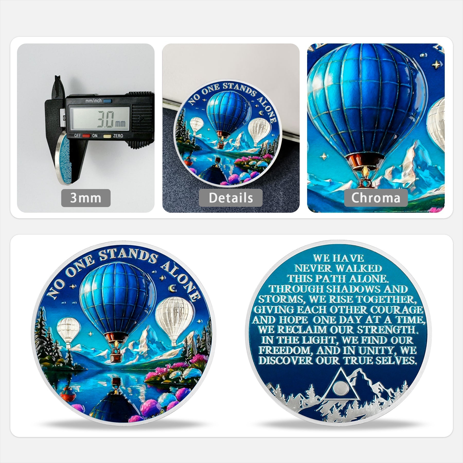 Hot-air Balloon No One Stands Alone Sobriety Coin mysite