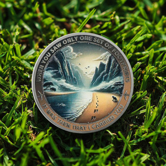 Mountain Trail Footprints Religious Coin mysite