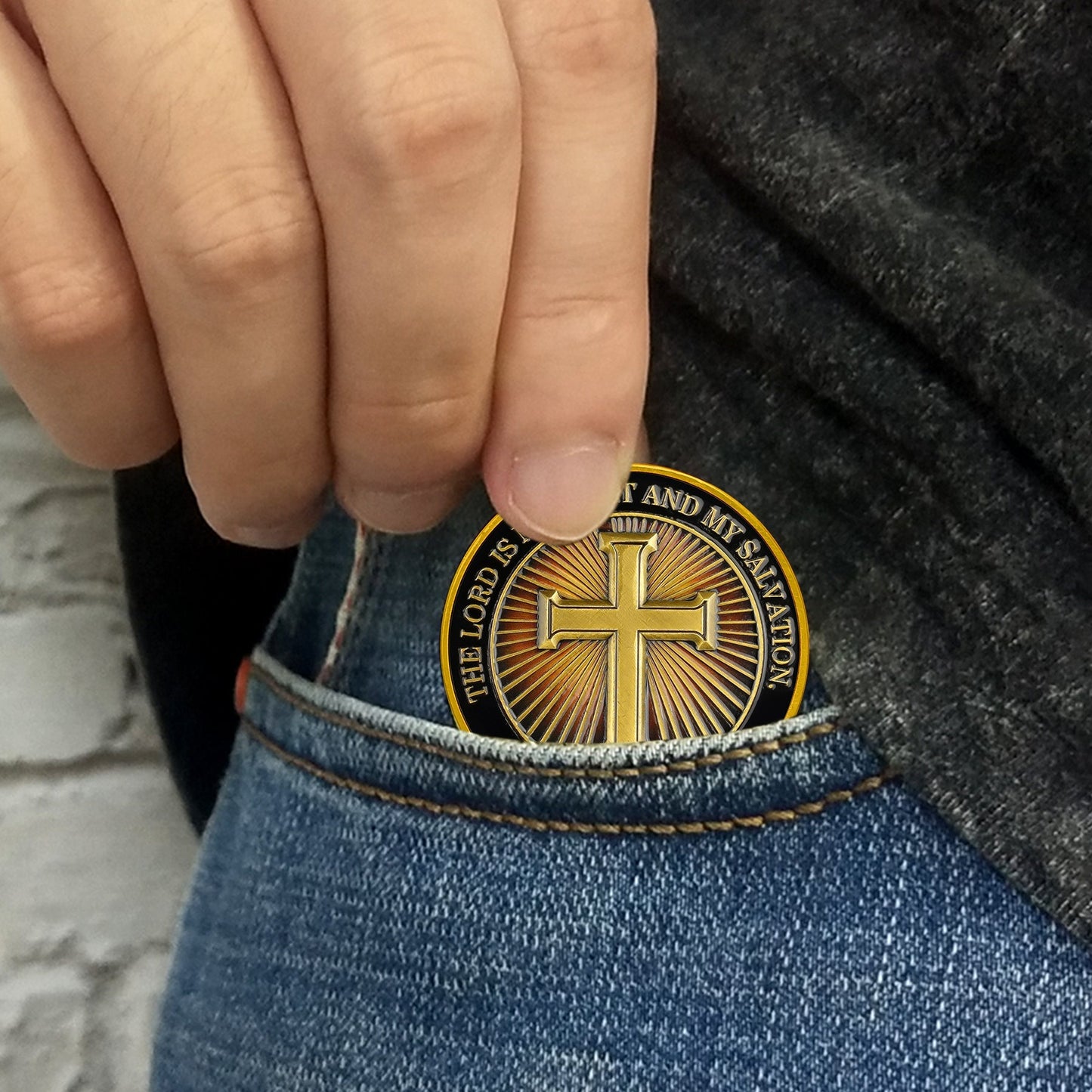 Lighthouse Cross Antique Gold Religion Coin mysite