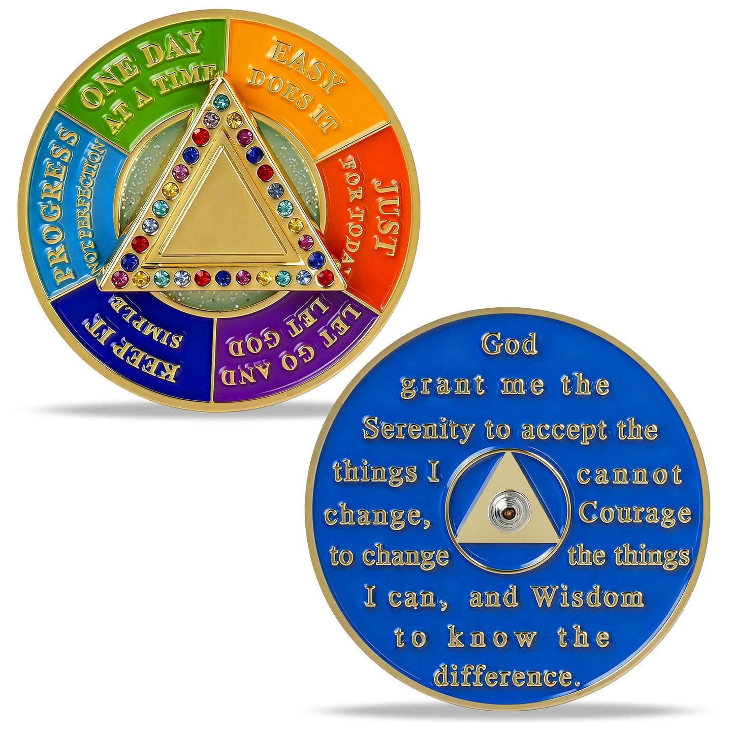 Personalized Colorful Rotating Fidget Spinner Sobriety Coin mysite