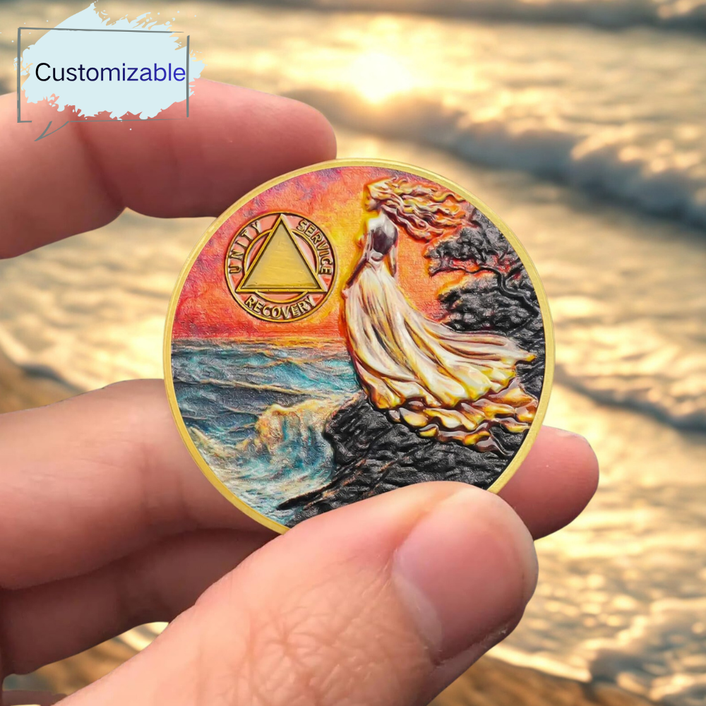 Personalized Powerful Woman Sobriety Coin mysite