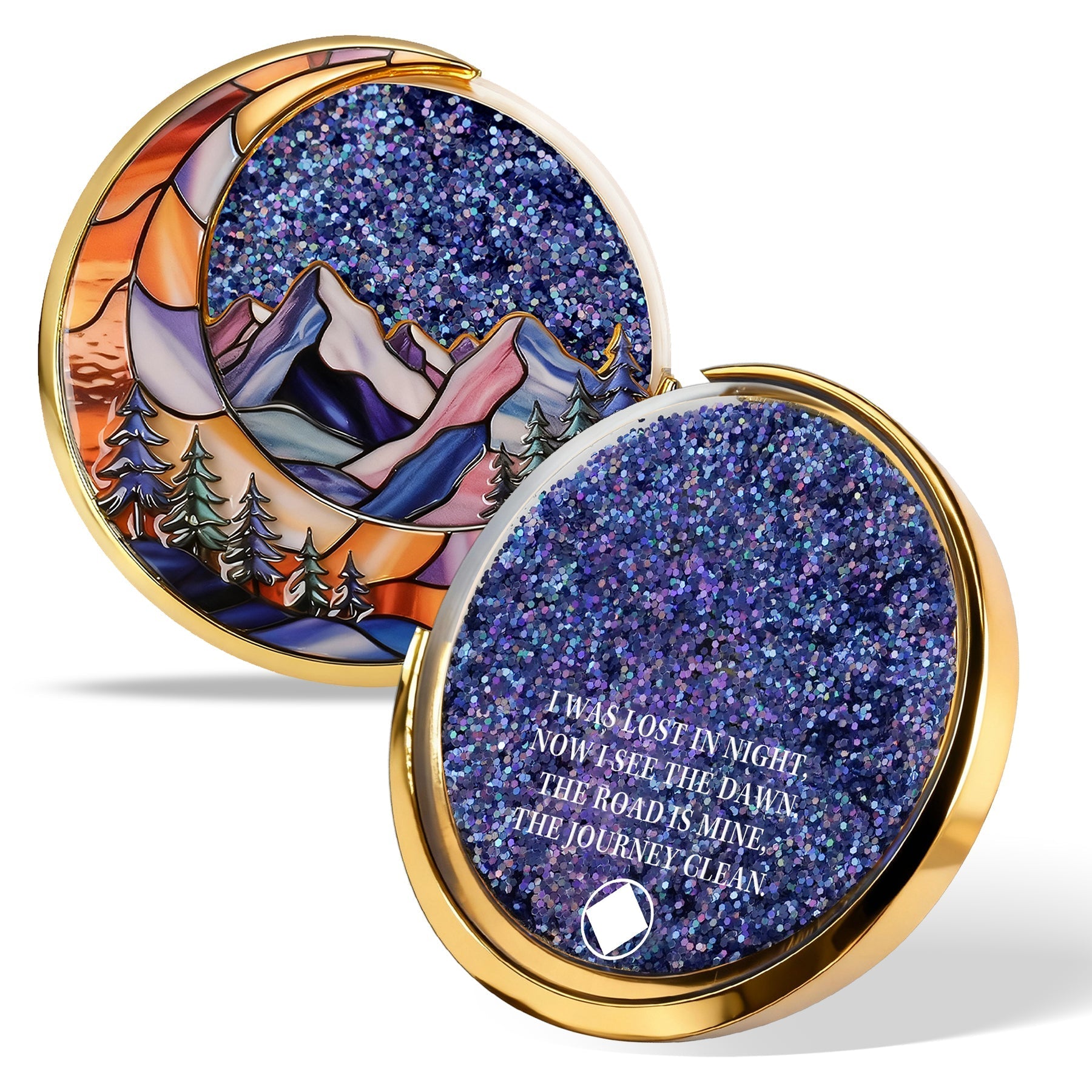 Personalized NA Glittering Mesmerizing Mountain & Moon Flow Sand Recovery Coin mysite