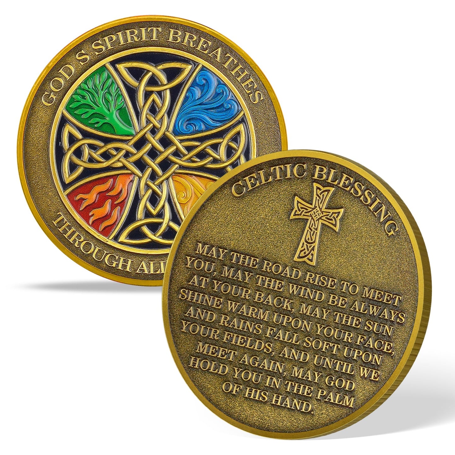 Antique Gold Celtic Knot Blessing Religiou Coin mysite