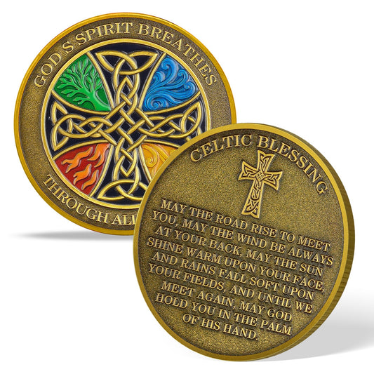 Antique Gold Celtic Knot Blessing Religiou Coin mysite