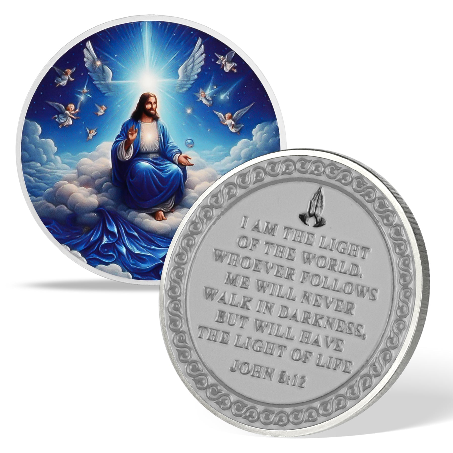 Christ in the Clouds John 8:12 Light of Life Religion Coin mysite
