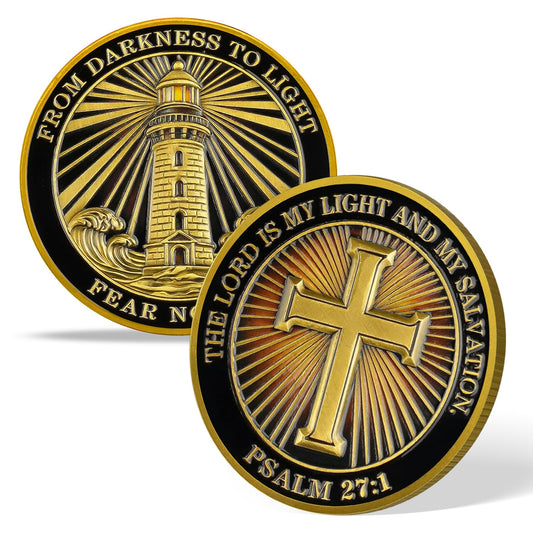 Lighthouse Cross Antique Gold Religion Coin mysite