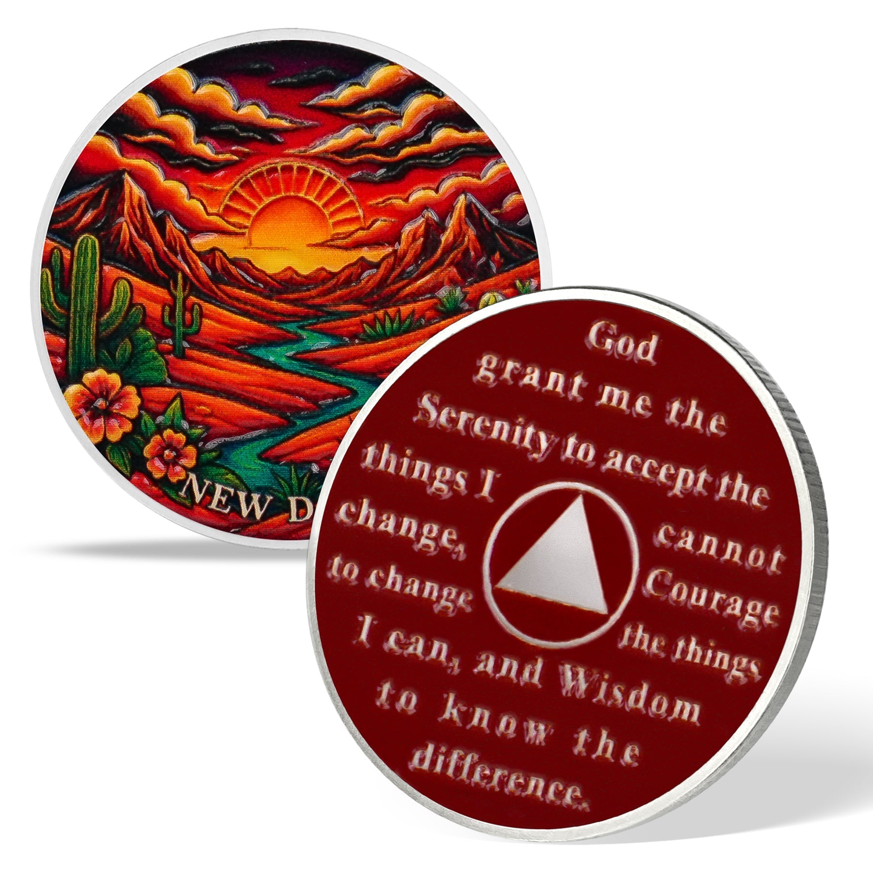 Dawn Desert Canyons Sobriety Coin mysite