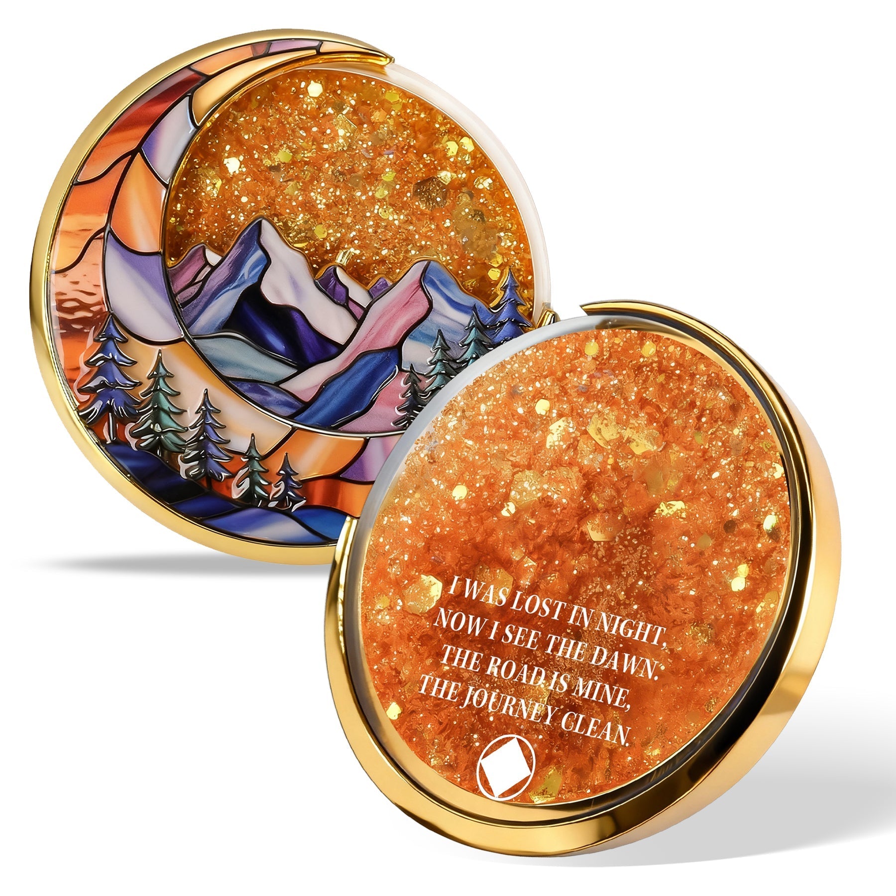 Personalized NA Glittering Mesmerizing Mountain & Moon Flow Sand Recovery Coin mysite