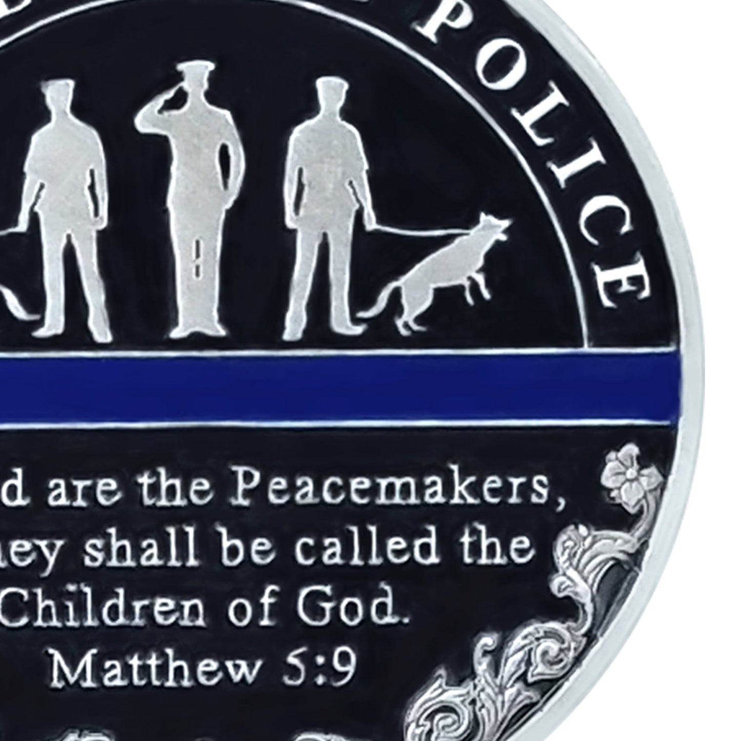 Police Badge Challenge Coin God Bless the Officer & K9 Group Matthew 5:9 mysite