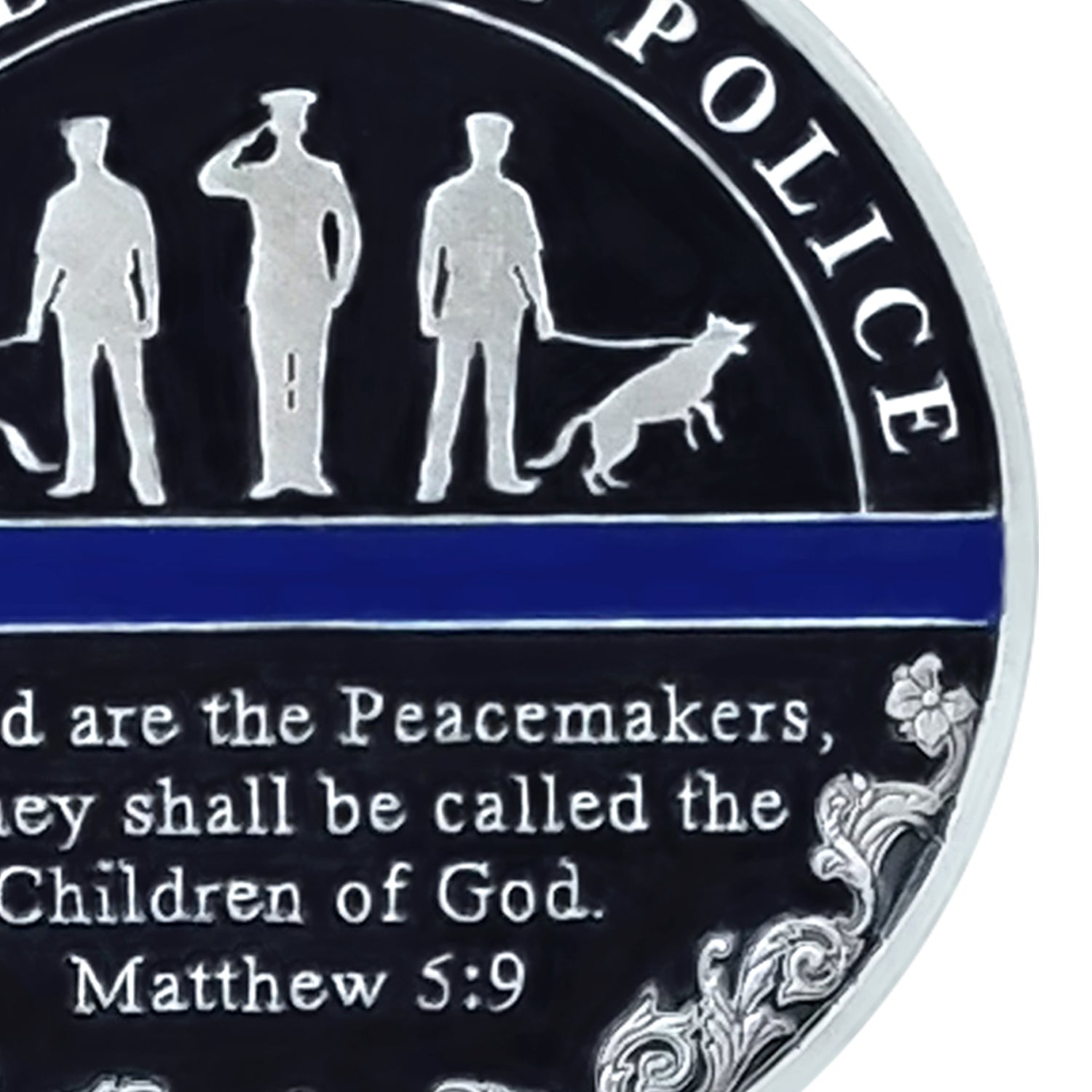 Police Badge Challenge Coin God Bless the Officer & K9 Group Matthew 5:9 mysite