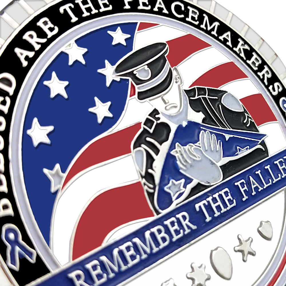 LEO Challenge Coin Blue Lives Matter Remember the Fallen Police Silver Medallion mysite