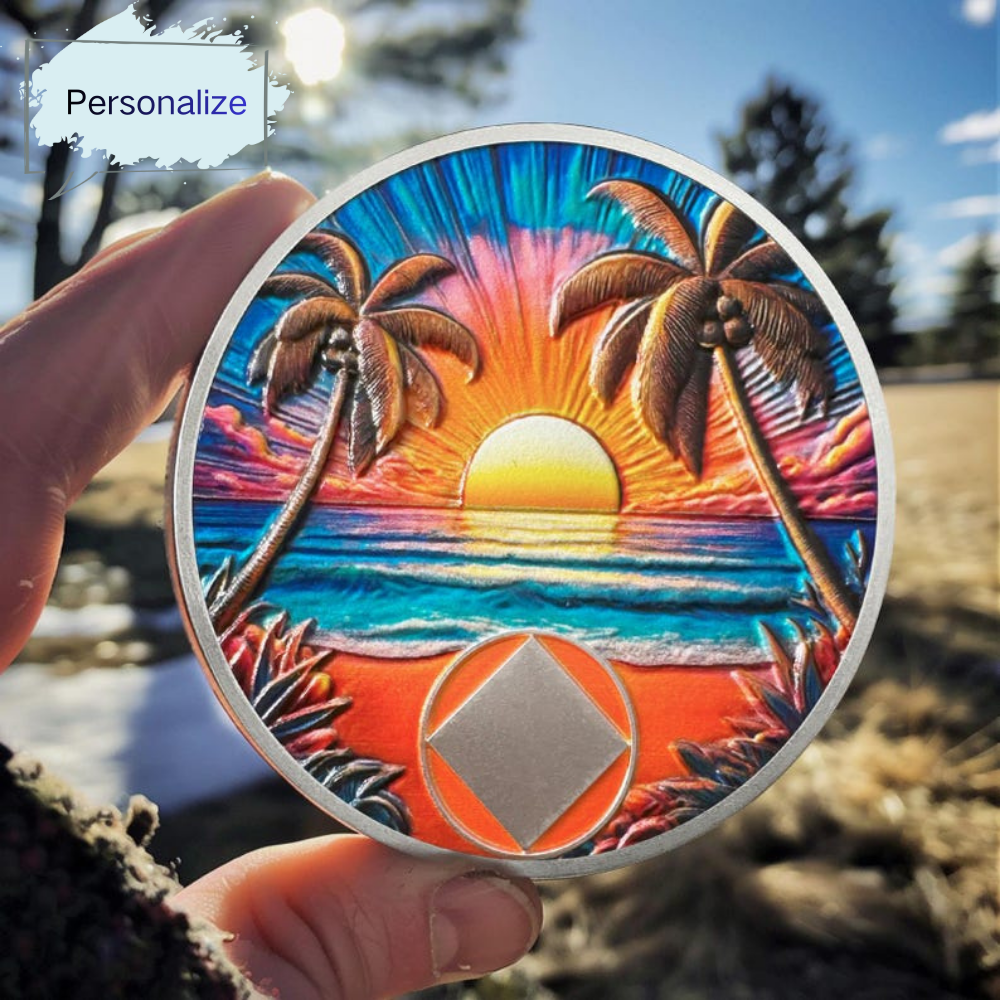 Personalized Beach Sunset NA Recovery Coin mysite
