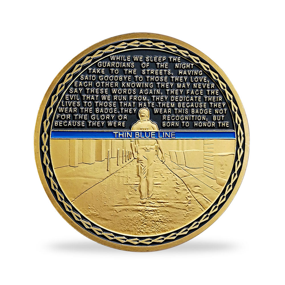 Blessd Are the Peacemaker Police Challenge Coin Thin Blue Line Spartan Spirit mysite