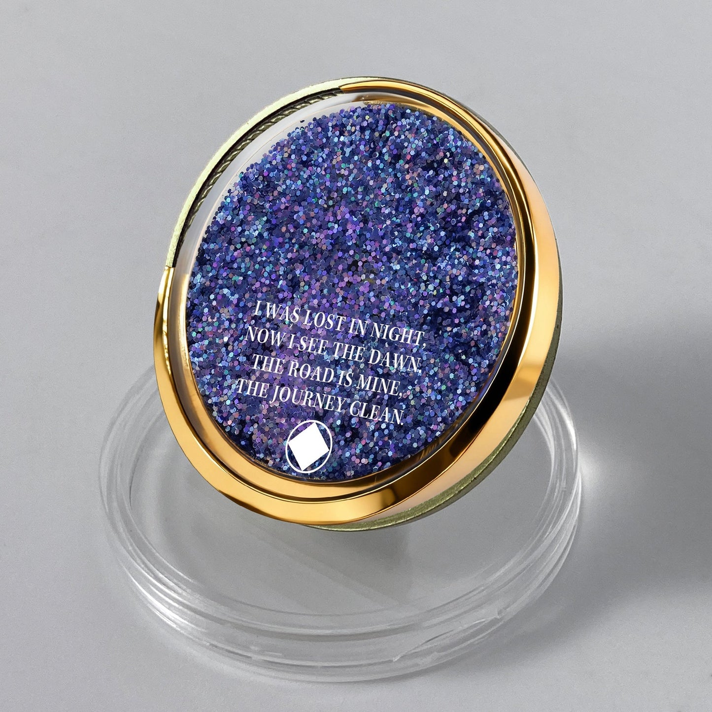 Personalized NA Glittering Mesmerizing Mountain & Moon Flow Sand Recovery Coin mysite