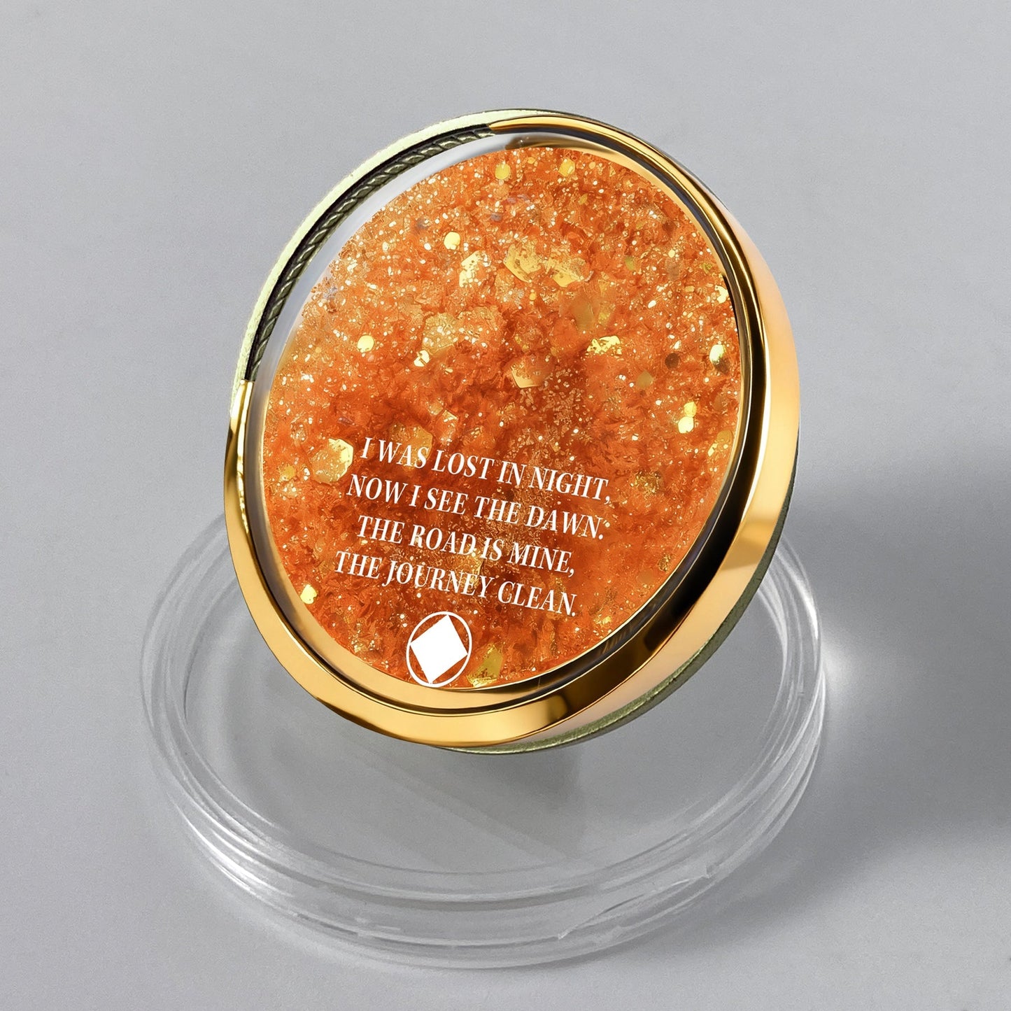 Personalized NA Glittering Mesmerizing Mountain & Moon Flow Sand Recovery Coin mysite