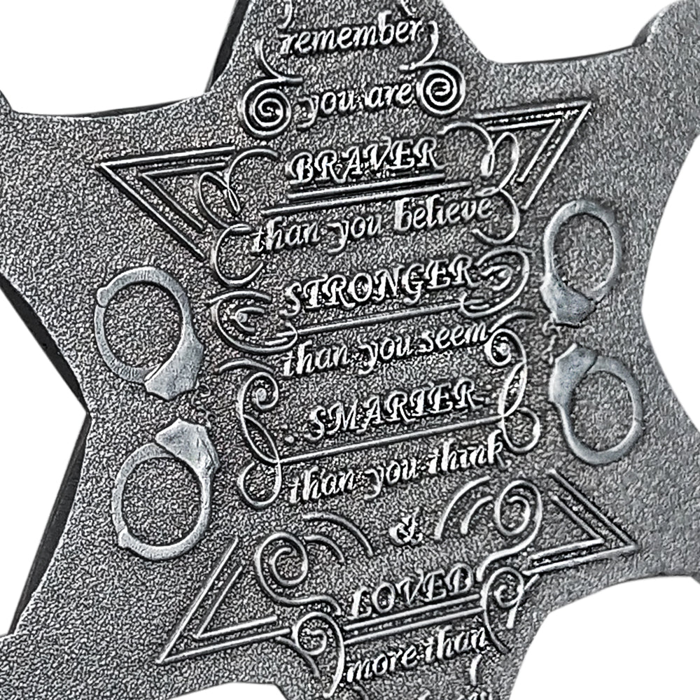 Sheriff Six Pointed Star Police Challenge Coin with Blue Gem Collectible Gift Coin mysite