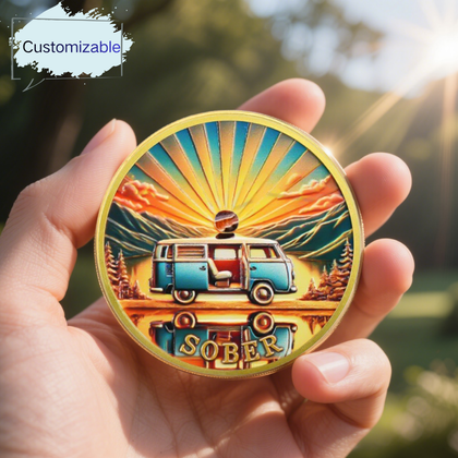 Rolling Toward Recovery 2 year sobriety coin personalized gift