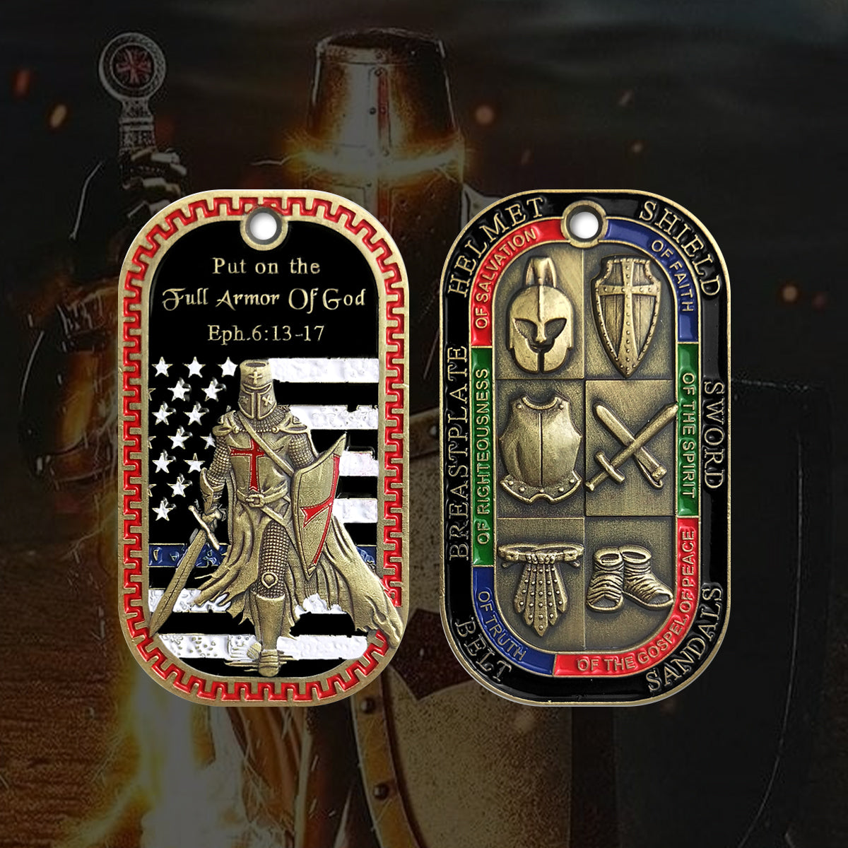 Knights Templar Armor Of God Challenge Coin Gifts for Christian🎁 mysite
