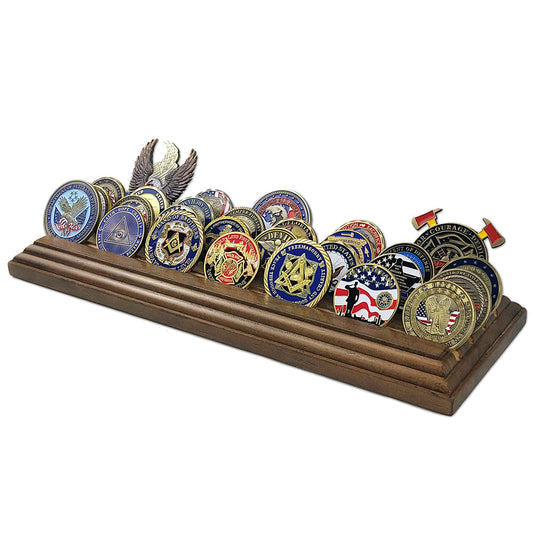 5 Rows Walnut Wooden Challenge Coin Display mysite